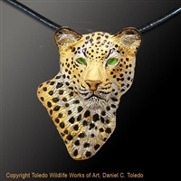 Leopard Pendant "Kopje Cat" by wildlife artist and jeweler Daniel C. Toledo, Toledo Wildlife Works of Art