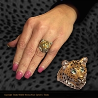 Leopard Ring "Charlene's Lady Leopard" by wildlife artist and jeweler Daniel C. Toledo, Toledo Wildlife Works of Art