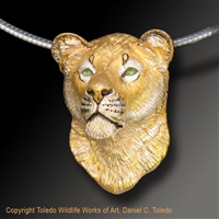 Lion Pendant "Kalahari Queen" by wildlife artist and jeweler Daniel C. Toledo, Toledo Wildlife Works of Art