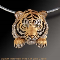 Tiger Pendant "Bengal Mystique" by wildlife artist and jeweler Daniel C. Toledo, Toledo Wildlife Works of Art