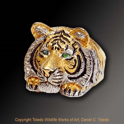 Tiger Ring "Royal Bengal" by wildlife artist and jeweler Daniel C. Toledo, Toledo Wildlife Works of Art