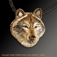 Wolf Pendant "Handsome Howler" by wildlife artist and jeweler Daniel C. Toledo, Toledo Wildlife Works of Art