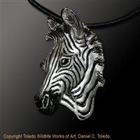 Zebra Pendant "Serengeti Sibling" by wildlife artist and jeweler Daniel C. Toledo, Toledo Wildlife Works of Art