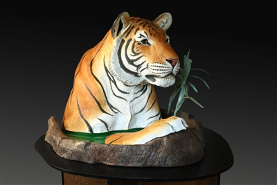Bronze tiger sculpture "Ruff Cat" by wildlife sculptor Daniel C. Toledo, Toledo Wildlife Works of Art