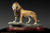 Limited edition bronze lion sculpture "King of the Kalahari" by wildlife sculptor Daniel C. Toledo, Toledo Wildlife Works of Art