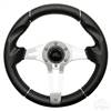 Challenger Black w/Brushed Aluminum Steering Wheel 13" Diameter  