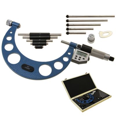 0-6" Outside Digital Electronic Micrometer Compact Interchangeable Anvil