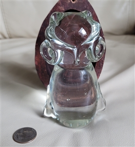 Clear glass owl paperweight home decor accent