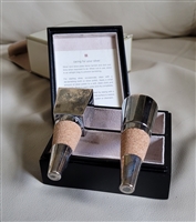 Vintage Red Envelope silver plated wine bottle stopper set engraved with letter K includes original storage box