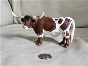 Large Longhorn bull brown and white Schleich toy decor