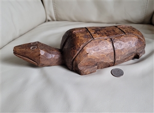 Primitive Art raw wooden turtle carved sculpture