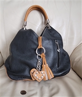 2010 Borse In Pelle womens avant garde black leather handbag signature tassel charms preowned sells as is