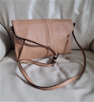 Tan color envelope design shoulder purse clutch