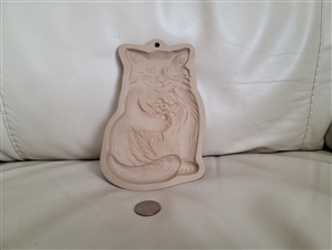 Vintage 1983 Brown Bag Cookie Art Hill Design Fluffy Cat stoneware baking mold first edition design
