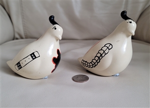 Vandenberg AFB Chumash Native American tribute pottery quail set hand painted vintage ceramic bird figurines preowned military historical folk art
