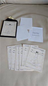 unused vintage vitruvian man bookplate set of twenty ex libris paper book labels printed by the nelson line nineteen ninety four with dark envelope