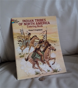 Front cover of vintage 1990 Dover Indian Tribes of North America coloring book by Copeland