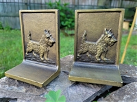 vintage bradley and hubbard cast iron scottie terrier bookends set in aged gold tone