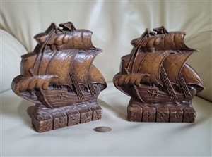 Ornawood two sailing ships nautical theme bookends
