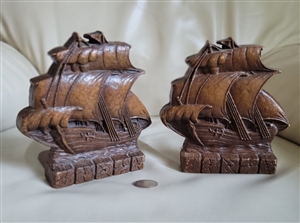 vintage ornawood nautical sailing ship bookend