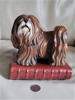 Porcelain bookend Lhasa Apso dog standing