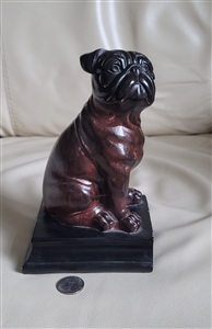 Pug sitting dog bookend in dark brown colors gift