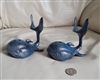 pair of cast iron nautical whale bookends blue and gold finish