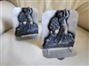 vintage pewter golfer bookends on steel base