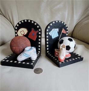 vintage kids room sports theme resin bookends