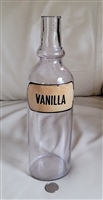 Clear glass bottle Vanilla label storage decor