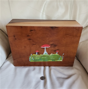 Wooden sewing box storage chest Brazil Mushrooms