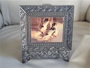 Metal silver plated jewelry box storage chest elegant vintage collectible display