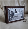 Wooden lidded box with tin Elk lid art