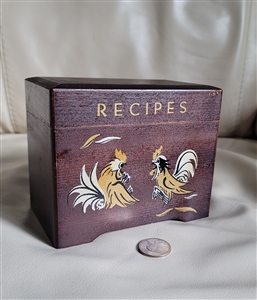 Wooden Roosters recipe box made in Japan