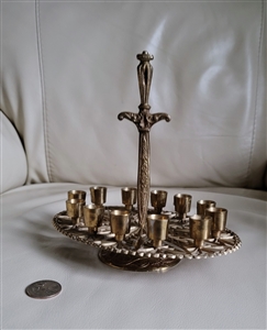 Brass 12 candles holder tray and sword India