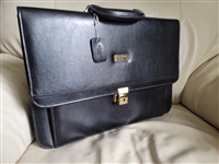 Visconti Italy black leather briefcase