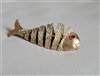Articulated fish brooch in multi gold tone design