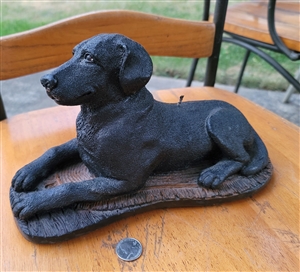 Large black Labrador wax candle