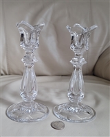 Elegant glass candle holders set of 2 tulip design