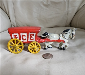 Cast iron ICE wagon pulled by horse carrige decor