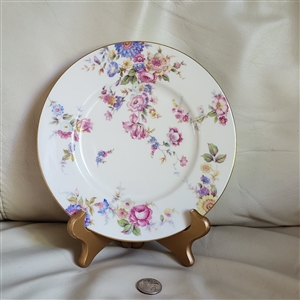 Vintage 8 3/8 inch Castleton Sunnybrooke porcelain salad plate with floral pattern and gold rim