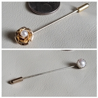 Faux pearls insert vintage hat pins set of two