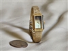 Vintage Citizen womens watch gold tone rectangular case manual wind working showing internal bracelet wear
