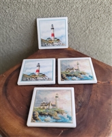 Ceramic lighthouses decorated Coasters set