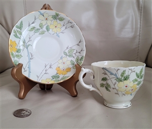 Porcelain teacup and saucer set England floral