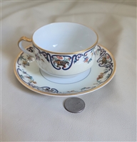 antique haviland limoges porcelain teacup saucer set floral scroll