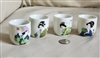 Geisha decorated Sake drinking cups set of 4 Japan