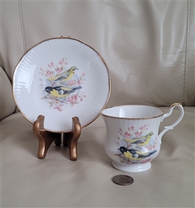 Teacup and saucer Finches decor Minster England