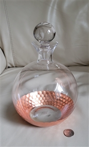 Preowned vintage 1990s Fitz and Floyd glass copper bottle barware decanter
