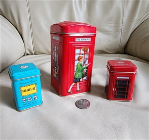 English tea boxes tins money bank and storage set
